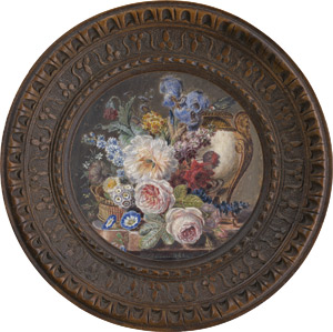 Lot 6498, Auction  115, Lastours, V., Rundes Blumenstillleben mit Korb und bronzemontierter Vase, signiert