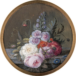 Lot 6531, Auction  115, van Pol, Christiaen - Werkstatt, Rundes Blumenstillleben auf Steinbalustrade, auf Dose
