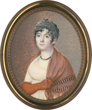 Lot 6536, Auction  115, Französisch, um 1805. Bildnis der Madeleine de Chargère mit braunem Handschuh, einen Schal haltend
