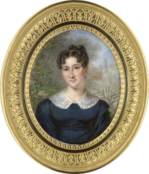 Lot 6548, Auction  115, Lecourt, J., Bildnis einer jungen Frau in nachtblauem Kleid, vor Gartenhintergrund