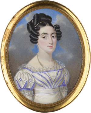 Lot 6561, Auction  115, Suchy, Adalbert, Bildnis einer jungen Frau in weißem Kleid mit fliederfarbigen Streifen