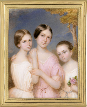 Lot 6564, Auction  115, Peter, Emanuel Thomas, Gruppenbildnis, 3 Mädchen: Cäcilie Schönlein mit Cornelia und Cäcilie Meyerbeer 