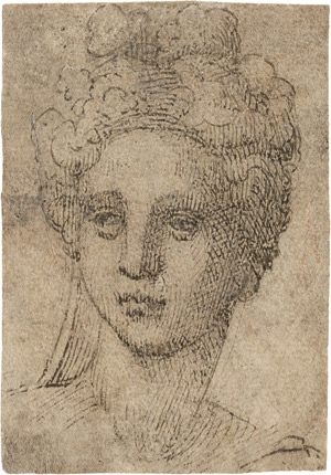Lot 6620, Auction  115, Italienisch, 16. Jh. . Kopf einer jungen Frau mit hochgestecktem Haar