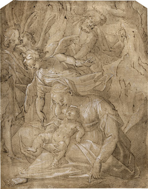 Lot 6625, Auction  115, Prag, um 1600. Die Madonna mit dem Christuskind, Joseph und drei Engeln