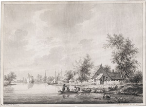 Lot 6716, Auction  115, Wicart, Nicolaas, Flußlandschaft mit Blick auf das Dorf Lexmond, an der Lek, südlich von Utrecht