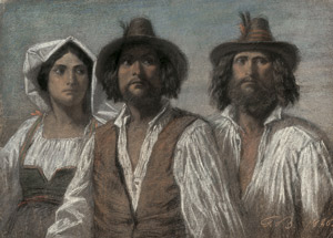 Lot 6776, Auction  115, Bodinier, Guillaume, Zwei Bauern und eine junge Frau in italienischer Volkstracht