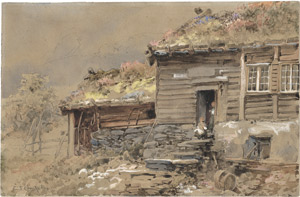 Lot 6860, Auction  115, Compton, Eduard Theodore, Almhütte mit zwei Sennerinnen