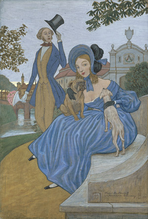 Lot 7161, Auction  115, Heine, Thomas Theodor, Biedermeier-Liebespaar mit zwei Hunden