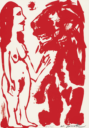 Lot 7331, Auction  115, Penck, A. R., Frau mit Löwe; Mann mit Löwe