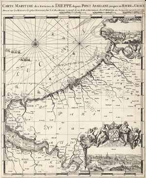 Lot 112, Auction  116, Hooghe, Romein de, Carte Maritime des environs de Dieppe 