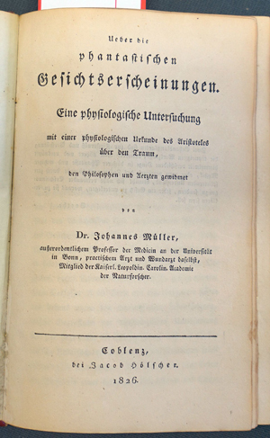 Lot 346, Auction  116, Müller, Johannes, Ueber die phantastischen Gesichtserscheinungen. Eine physiologische Untersuchung mit einer physiologischen Urkunde des Aristoteles über den Traum.