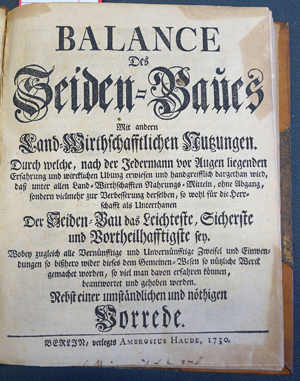 Lot 422, Auction  116, Balance des Seiden-Baues, mit andern land-wirthschafftlichen Nutzungen