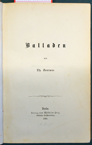 Lot 2067, Auction  116, Fontane, Theodor, Balladen