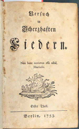 Lot 2088, Auction  116, Gleim, Johann Wilhelm Ludwig, Versuch in scherzhaften Liedern