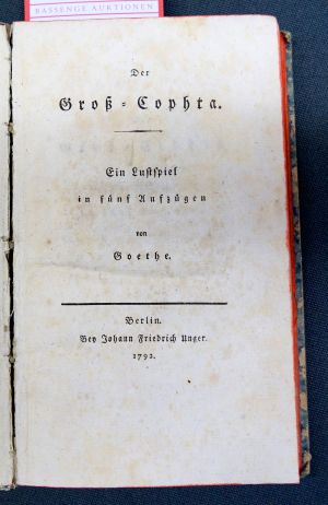 Lot 2090, Auction  116, Goethe, Johann Wolfgang von, Der Groß-Cophta