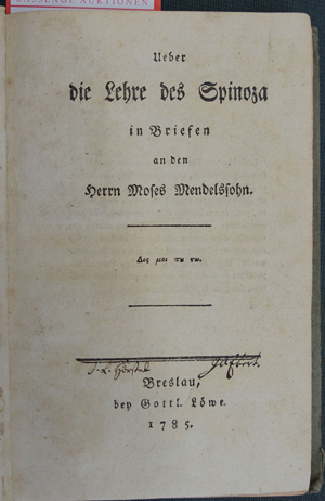 Lot 2094, Auction  116, Jacobi, Friedrich Heinrich, Ueber die Lehre des Spinoza