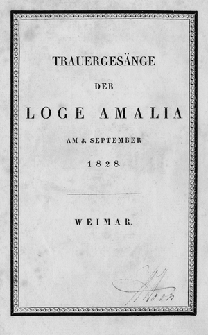 Lot 2096, Auction  116, Trauergesänge der Loge Amalia, am 3. September 1828