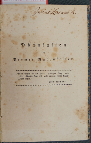 Lot 2108, Auction  116, Hauff, Wilhelm, Phantasien im Bremer Rathskeller