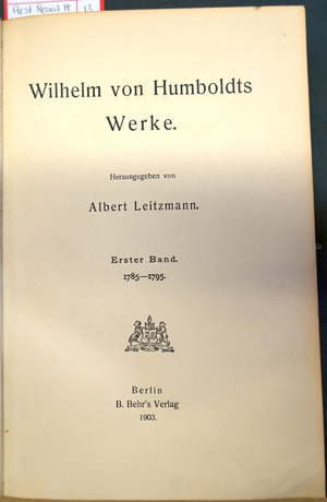 Lot 2121, Auction  116, Humboldt, Wilhelm von, Gesammelte Schriften