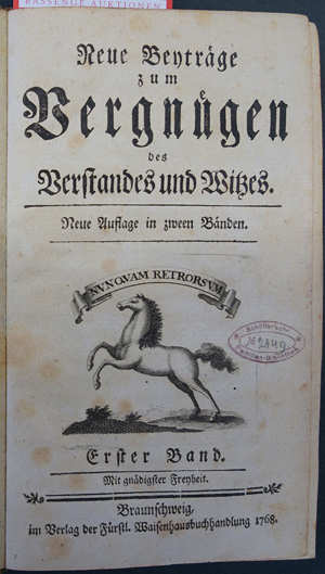 Lot 2168, Auction  116, Neue Beyträge zum Vergnügen, des Verstandes und Witzes.