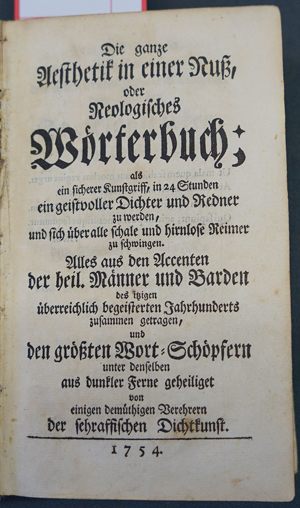 Lot 2206, Auction  116, Schönaich, Christoph Otto von, Die ganze Aesthetik in einer Nuß, oder Neologisches Wörterbuch 
