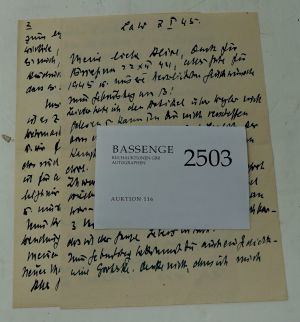 Lot 2503, Auction  116, Benn, Gottfried, Brief 1945 an Alice Schuster 
