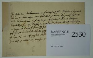Lot 2530, Auction  116, Schopenhauer, Johanna, Brief mit Einladung