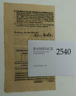 Lot 2540, Auction  116, Soden, Julius Reichsgraf von, Signierte Lotterie-Ausschreibung