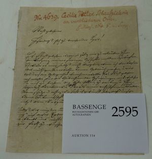 Lot 2595, Auction  116, Vetter, Cecilie, Brief Berlin 1794