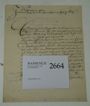 Lot 2664, Auction  116, Carmer, Johann Heinrich Graf von, Brief 1783