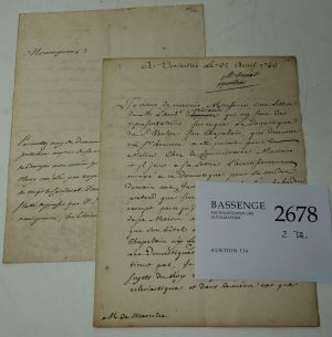 Lot 2678, Auction  116, Maurepas, Jean-Frédéric Comte de, 2 Briefe
