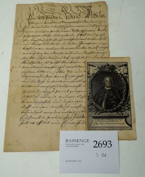 Lot 2693, Auction  116, Friedrich Wilhelm I., König von Preußen, Brief 1720 an die Regierung in Magdeburg