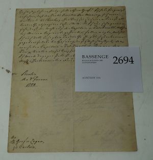 Lot 2694, Auction  116, Friedrich Wilhelm II., König von Preußen, Brief 1784 an den Grafen von Logau