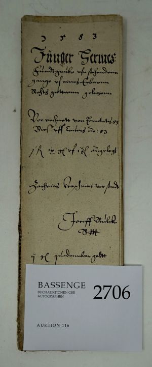 Lot 2706, Auction  116, Bergbau in Sachsen, Handschriftliches Rechnungsbuch 1583