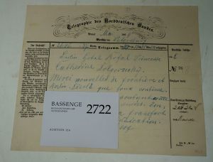 Lot 2722, Auction  116, Alexander II., Kaiser von Russland, Telegramm 1869 an seine Geliebte