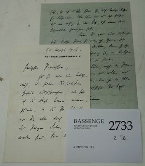 Lot 2733, Auction  116, Stumm, Ferdinand Carl von, 2 Briefe