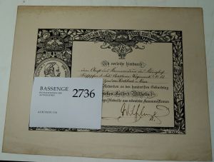 Lot 2736, Auction  116, Wilhelm II., Deutscher Kaiser, Urkunde 1897