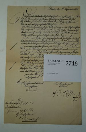 Lot 2746, Auction  116, Menzel, Adolph von, Signierter Brief 1891