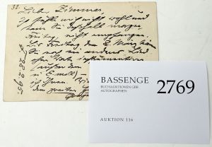 Lot 2769, Auction  116, Bruch, Max, Postkarte 1895