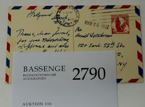 Lot 2790, Auction  116, Strawinsky, Igor, Postkarte 1962