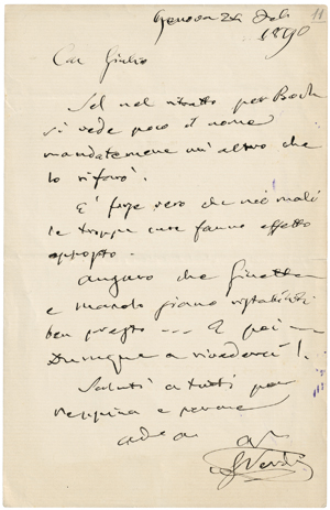 Lot 2793, Auction  116, Verdi, Giuseppe, Brief 1890