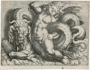 Lot 5612, Auction  116, Maglioli, Giovanni Andrea, Phantastisches Seefabeltier mit einem Putto