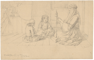 Lot 6348, Auction  116, Ender, Thomas, Orientalisches Interieur mit spinnender Frau