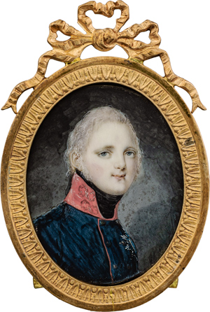 Lot 6489, Auction  116, von Kügelgen, Gerhard, Miniatur Portrait des Zaren Alexander I. von Russland in blauer Uniform mit rotem Kragen