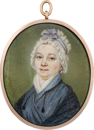 Lot 6494, Auction  116, Russisch, 1805. Miniatur Portrait einer jungen Frau mit weißer Rüschenhaube, in blauem Kaftan