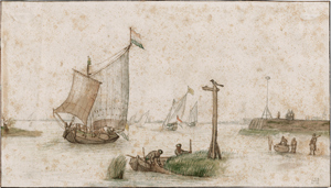 Lot 6621, Auction  116, Niederländisch, 17. Jh. . Fischer und Fischerboote an der Küste