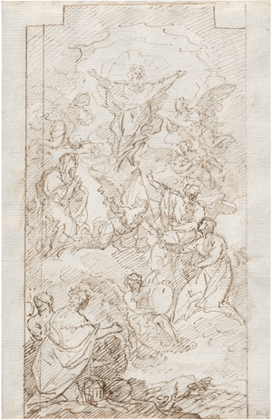 Lot 6690, Auction  116, Winck, Johann Christian Thomas, Die Verehrung Gottvaters mit Engeln und Heiligen