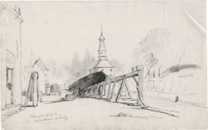 Lot 6876, Auction  116, Jongkind, Johan Barthold, Das Oude Hoofdpoort in Rotterdam. Das Zijlpoort in Leiden mit einer Schiffswerft im Vordergrund