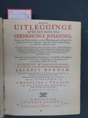 Lot 1110, Auction  117, Durham, Jacobus, Eene uitlegginge over het boek der openbaringe Johannes