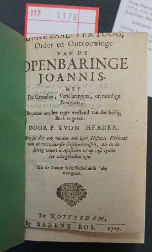 Lot 1178, Auction  117, Yvon, Pierre, Generaal vertoog, order en ontvouwinge van de Openbaringe Joannis